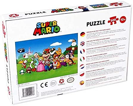 Winning Moves Super Mario and Friends 500 Piece Jigsaw Puzzle Game, piece together Mario, Luigi, Yoshi, Bowser and Toad, gift and toy for ages 10 plus-2