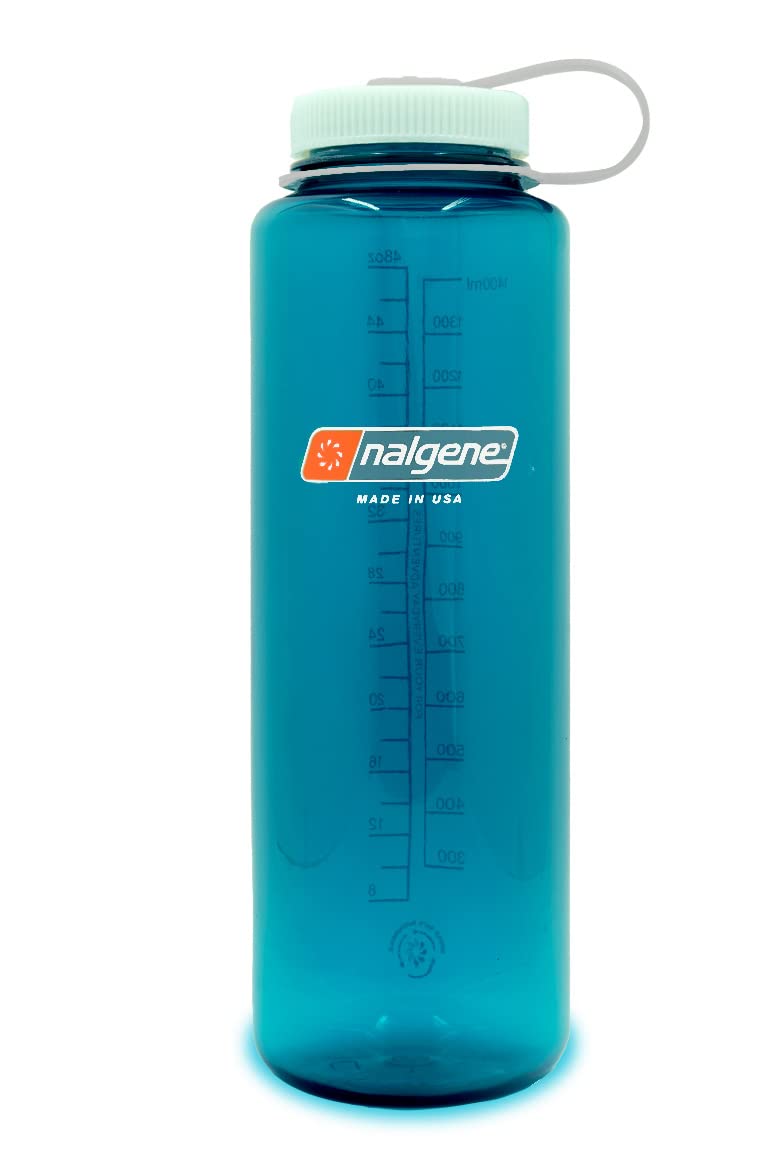 Nalgene Sustain Tritan BPA-Free Water Bottle Made with Material Derived from 50% Plastic Waste, 48 OZ, Wide Mouth, Trout-1