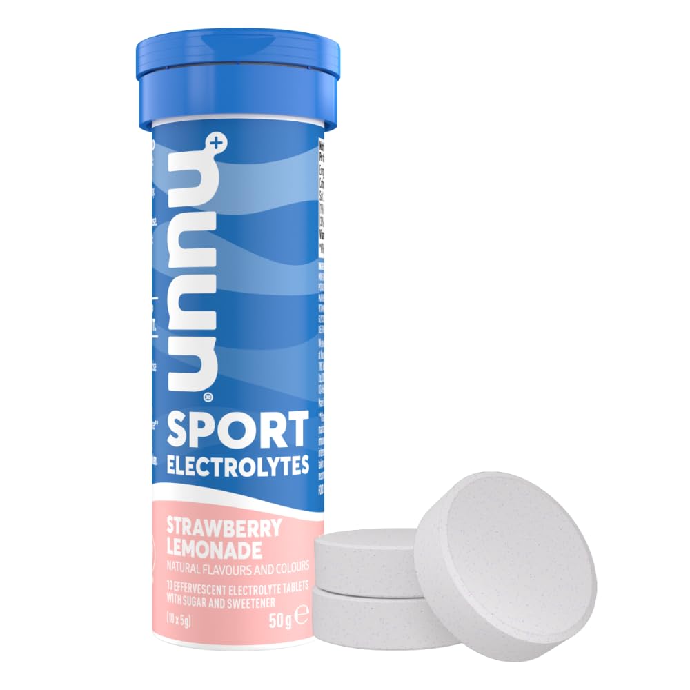 NUUN Sport Electrolytes Hydration Tablets - 4 Tubes of Electrolyte Tabs (40 Total Tablets) Bundled with A Pack of Elastic No-tie Reflective Shoe Laces (Strawberry Lemonade)-4