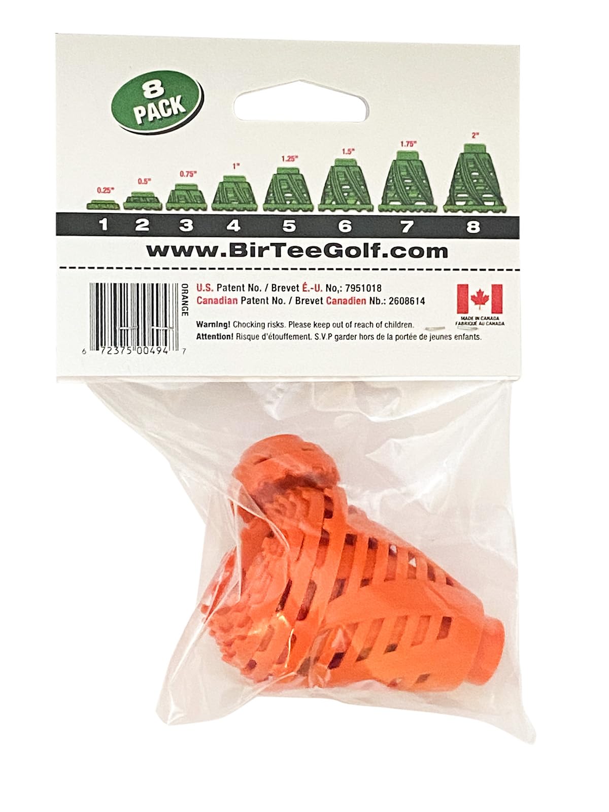 BirTee Golf Tees - PRO Speed Plus with Flexibility & Durability - 8 Pack. Indoor Golf Tees/Golf Simulator Tees/Winter Plastic Golf Tees (Orange)-2