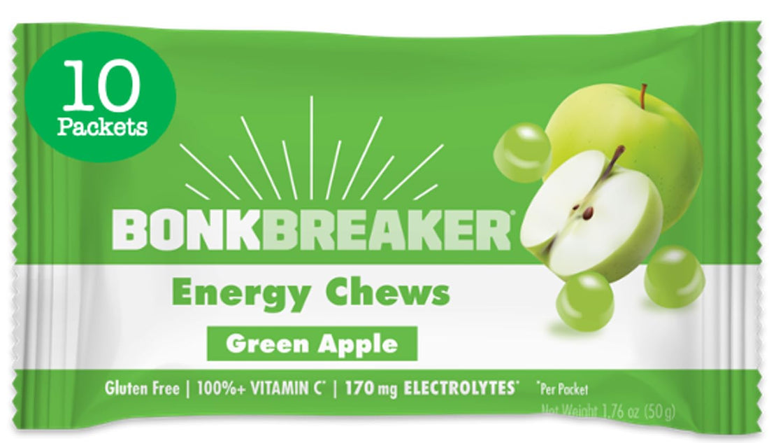 Bonk Breaker Energy Chews, Dairy-Free, Gluten-Free Ingredients to Provide Quick Energy and Focus, 1 Box of 10 Packets, Green Apple-1