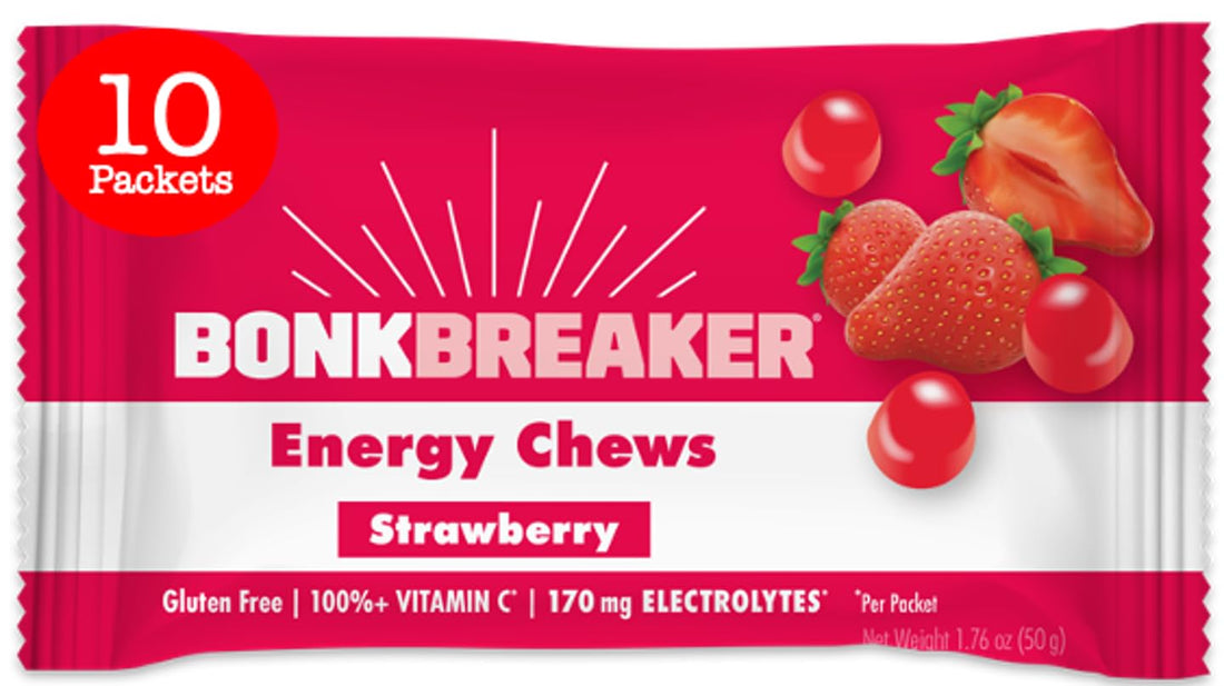 Bonk Breaker Energy Chews, Dairy-Free, Gluten-Free Ingredients to Provide Quick Energy and Focus, 1 Box of 10 Packets, Strawberry-1