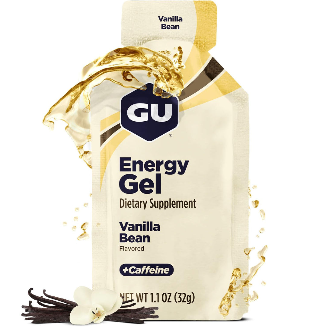 Energy Gels 24 Pack Vanilla Bean Flavour - Running Gels Energy Triathlon Pre-Workout and Endurance Sports Gel with Carbohydrates Sodium Caffeine Pouches Amino Acids Electrolyte Gel Fuel Gym Food-1