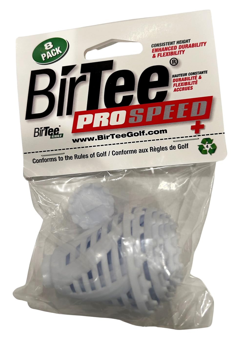 BirTee Golf Tees - PRO Speed Plus with Flexibility & Durability - 8 Pack. Indoor Golf Tees/Golf Simulator Tees/Winter Plastic Golf Tees (White)-1