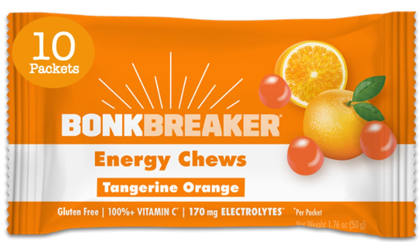 Bonk Breaker Energy Chews, Dairy-Free, Gluten-Free Ingredients to Provide Quick Energy and Focus, 1 Box of 10 Packets, Tangerine Orange-1
