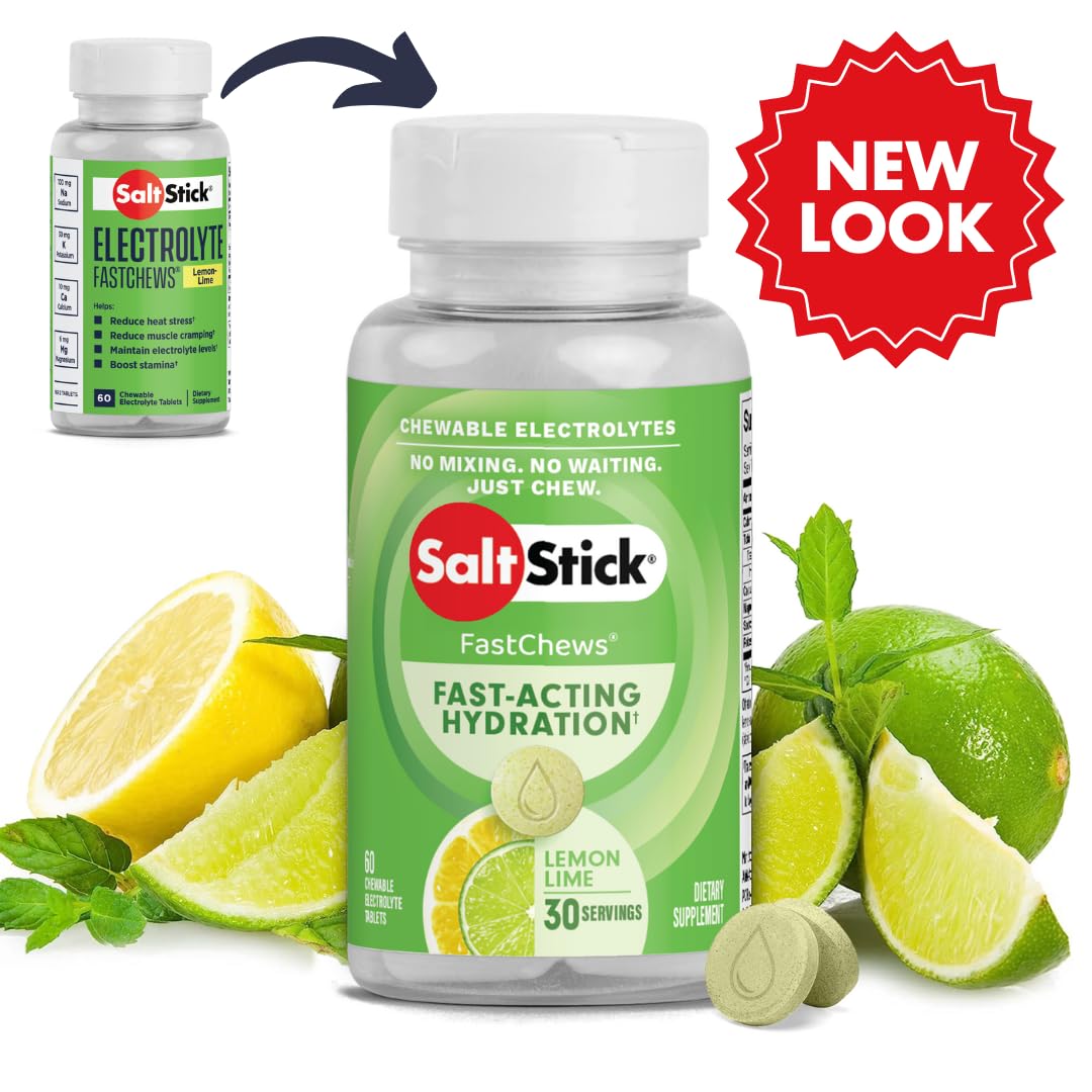 SaltStick FastChews Electrolytes | 60 Chewable Electrolyte Tablets | Salt Tablets for Runners and Endurance Sports Nutrition | Hydration Electrolyte Chews | Vegan | Lemon Lime | 60 Tablets-6