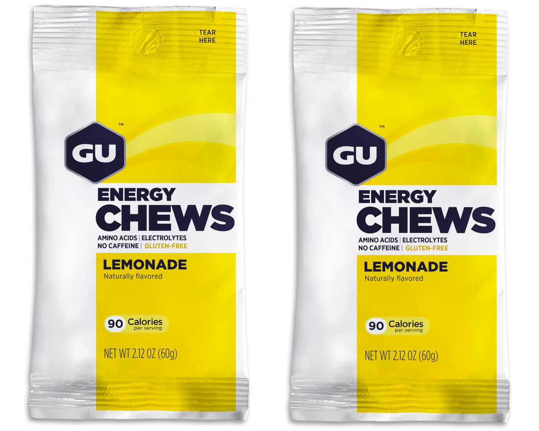 GU Energy Chews Double Serving Packs. Energy Gummies with Electrolytes for Running, Cycling, Triathlon & Other Sports - Pack of 2 (Lemonade)-1