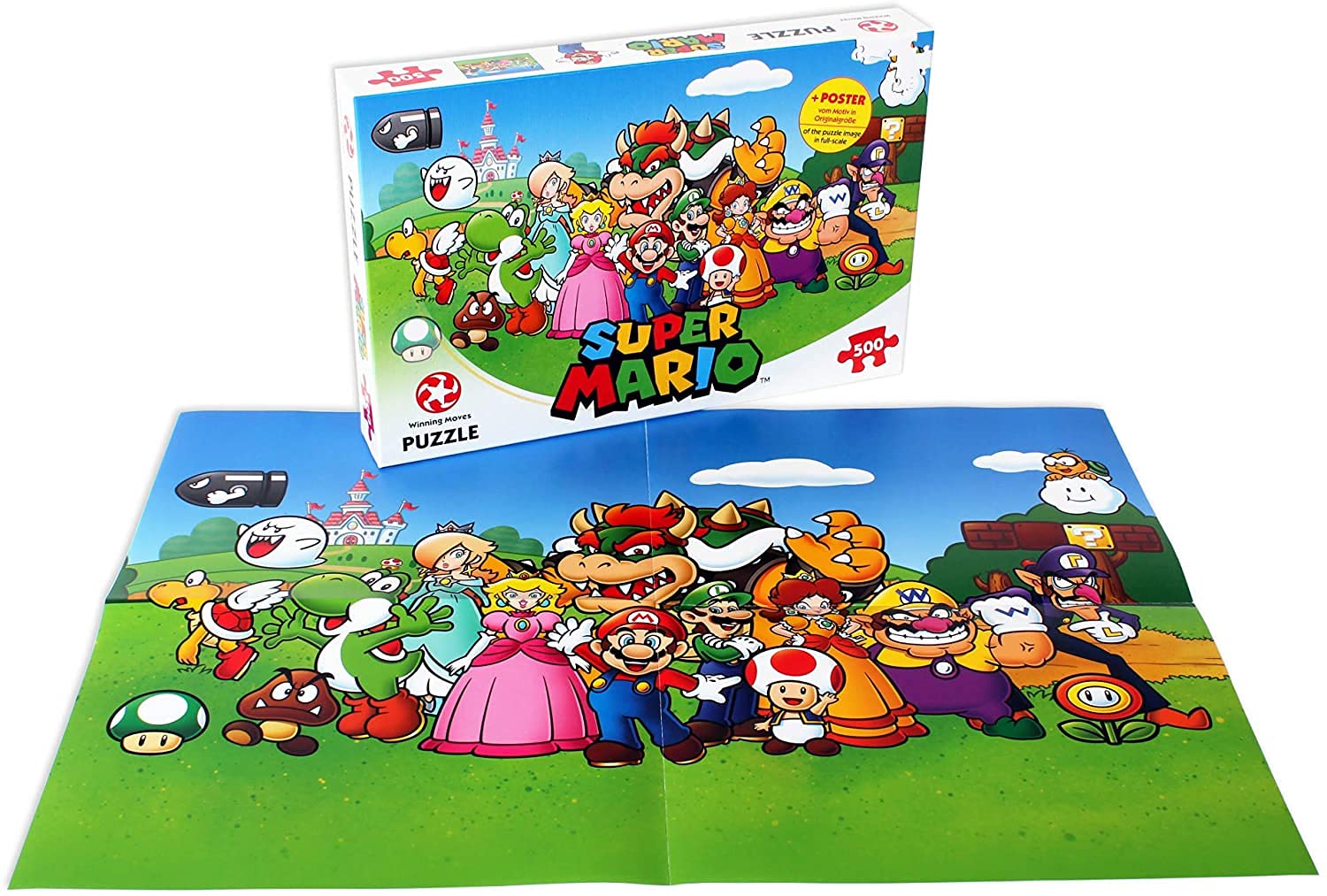 Winning Moves Super Mario and Friends 500 Piece Jigsaw Puzzle Game, piece together Mario, Luigi, Yoshi, Bowser and Toad, gift and toy for ages 10 plus-3