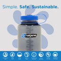 Nalgene Sustain Tritan BPA-Free Water Bottle Made with Material Derived from 50% Plastic Waste, 32 OZ, Wide Mouth, Smoke Grey-3
