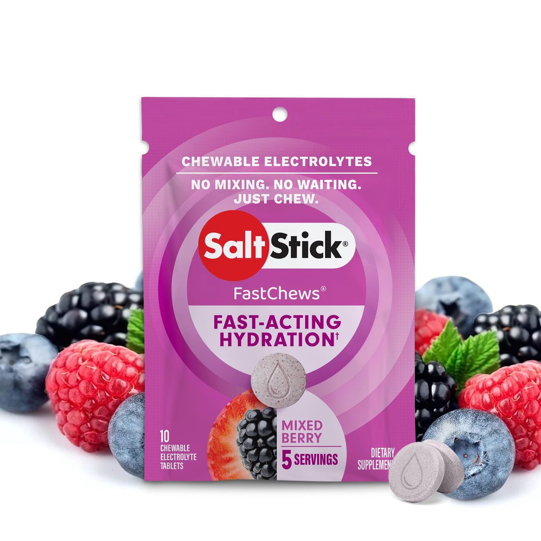 Saltstick Fastchews Electrolyte Replacement - Pack of 10 Chews (Mixed Berry)-1