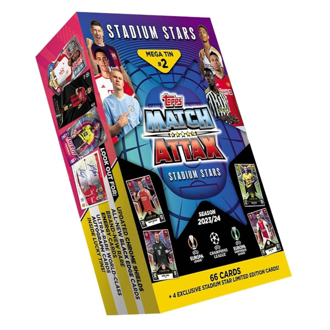 Topps Match Attax 23/24 - Mega Tin 2 - contains 66 Match Attax cards plus 4 exclusive Stadium Stars Limited Edition cards-1