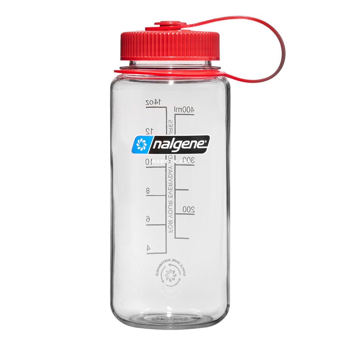 Nalgene Sustain Tritan BPA-Free Water Bottle Made with Material Derived from 50% Plastic Waste, 16 OZ, Wide Mouth, Clear-1