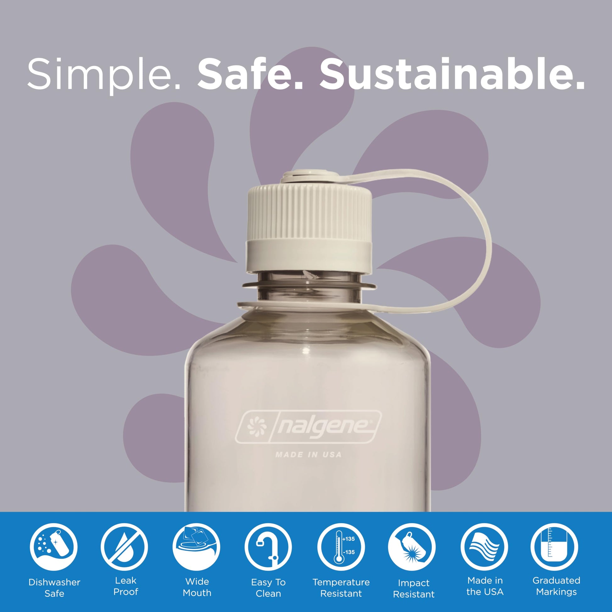 Nalgene Sustain Tritan BPA-Free Water Bottle Made with Material Derived from 50% Plastic Waste, 16 OZ, Narrow Mouth, Cotton-2