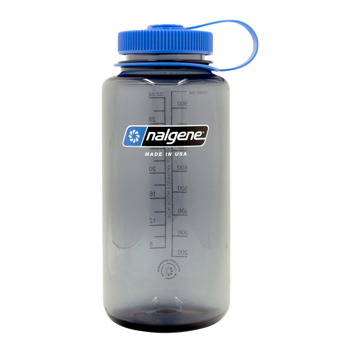 Nalgene Sustain Tritan BPA-Free Water Bottle Made with Material Derived from 50% Plastic Waste, 32 OZ, Wide Mouth, Smoke Grey-1