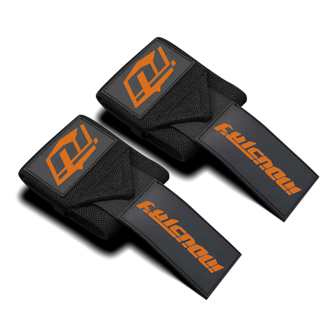 Team Industry Wrist Wraps - No Thumb Loop Lifting Straps - Wrist Straps For Men & Women. Gym, Crossfit, Power Lifting, Body Building, Weightlifting, Deadlift (Black/Neon Orange Logo, 16")-1