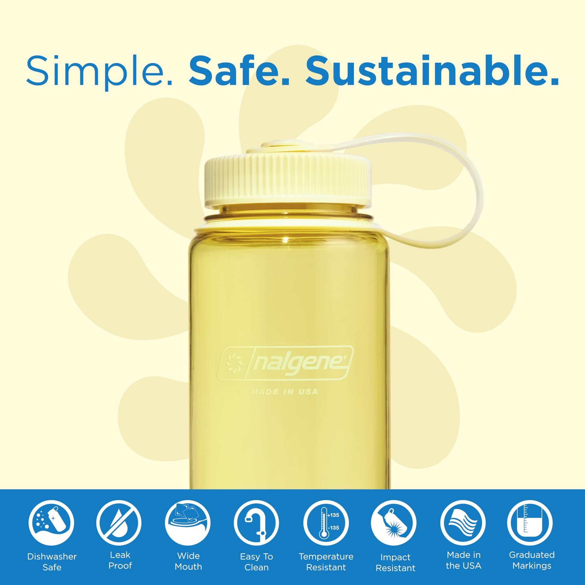 Nalgene Sustain Tritan BPA-Free Water Bottle Made with Material Derived from 50% Plastic Waste, 16 OZ, Wide Mouth, Butter-2