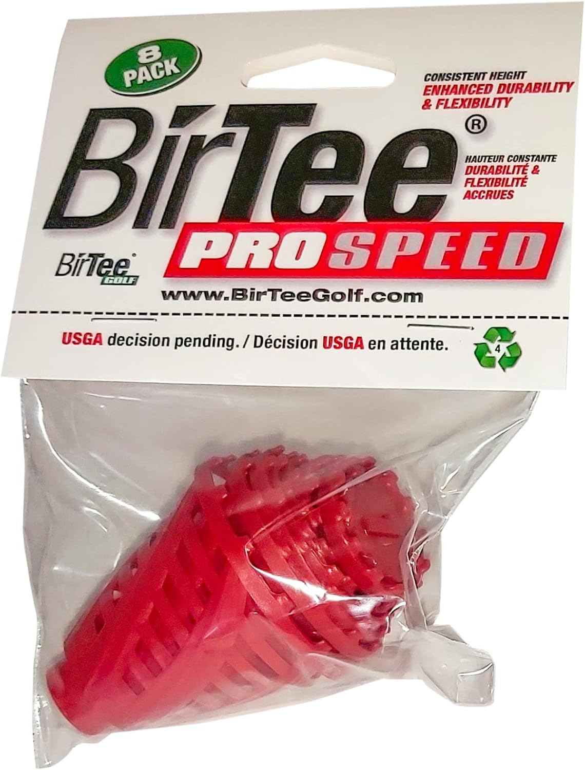 BirTee Golf Tees - PRO Speed Plus with Flexibility & Durability - 8 Pack. Indoor Golf Tees/Golf Simulator Tees/Winter Plastic Golf Tees (Red)-1