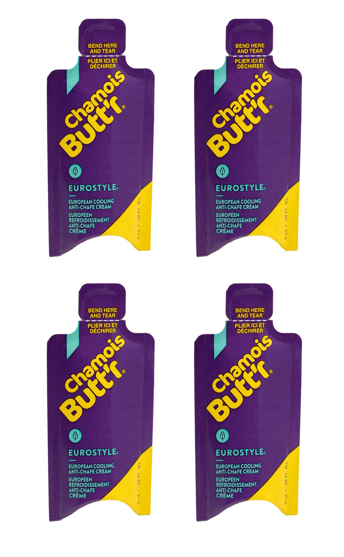 Chamois Butt'r EUROSTYLE Anti Chafing Cream For Men & Women - Chamois Cream/Anti Chafe Balm (Chafe Stick Alternative) Developed By Cyclists - Paraben & Gluten Free - 4 x 9ml Sachets-1