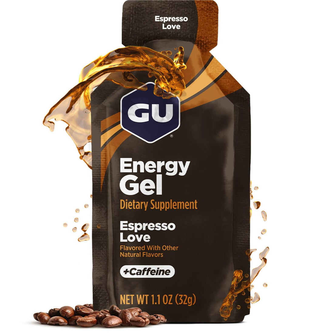 GU Energy Gel Espresso Love, GU Naturally Flavored Sports Gel with Caffeinated On-The-Go, Energy Gels 24 Pack Espresso Love Flavour for Cycling and Marathon, Sports Nutrition with Electrolytes-1