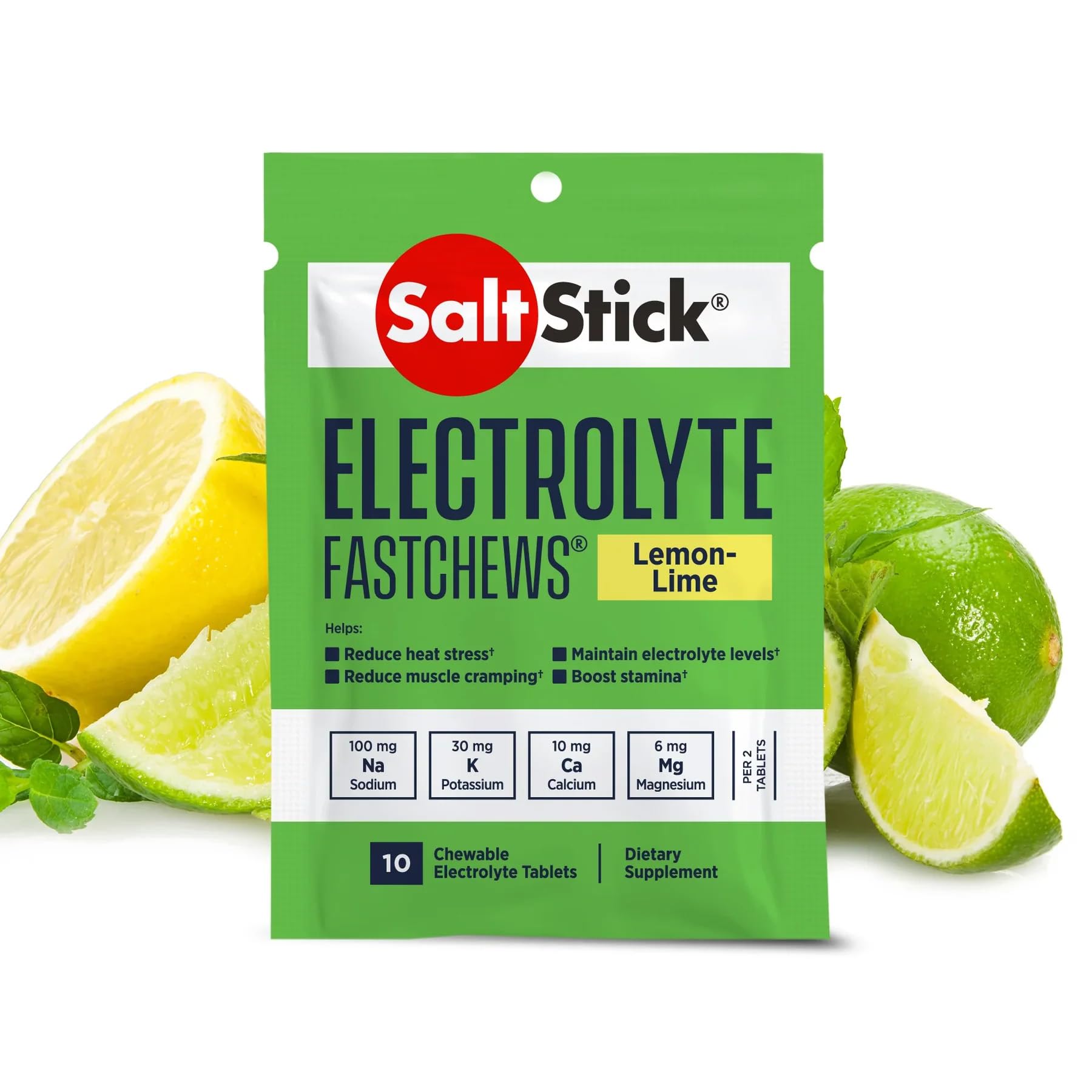 SaltStick Fastchews, Electrolyte Replacement Tablets for Rehydration, Exercise Recovery, Youth & Adult Athletes, Hiking & Sports Recovery, 2 x Packets of 10 Tablets (Lemon Lime)-2