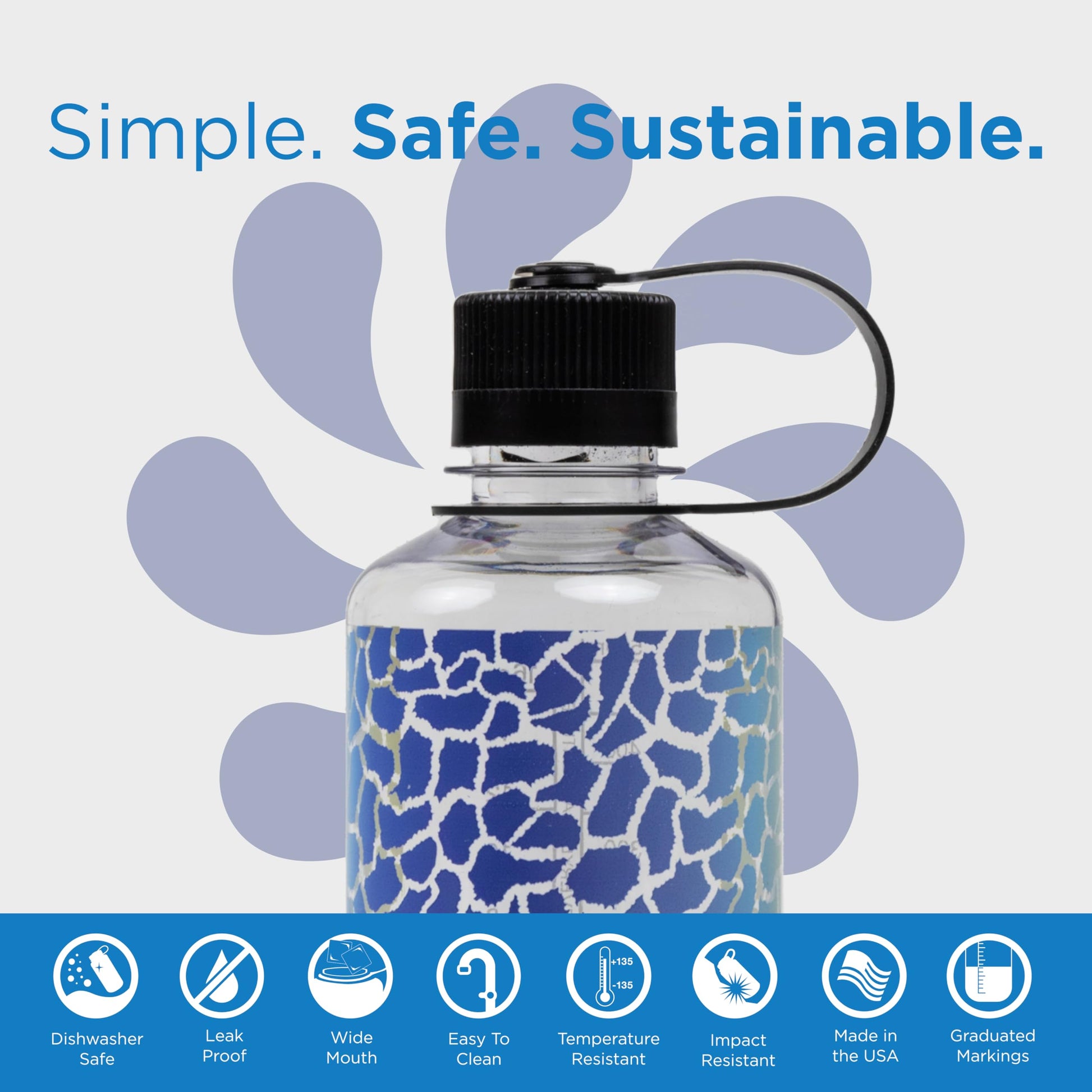 Nalgene Sustain Tritan BPA-Free Water Bottle Made with Material Derived from 50% Plastic Waste, 16 OZ, Narrow Mouth, Rainbow Giraffe-2