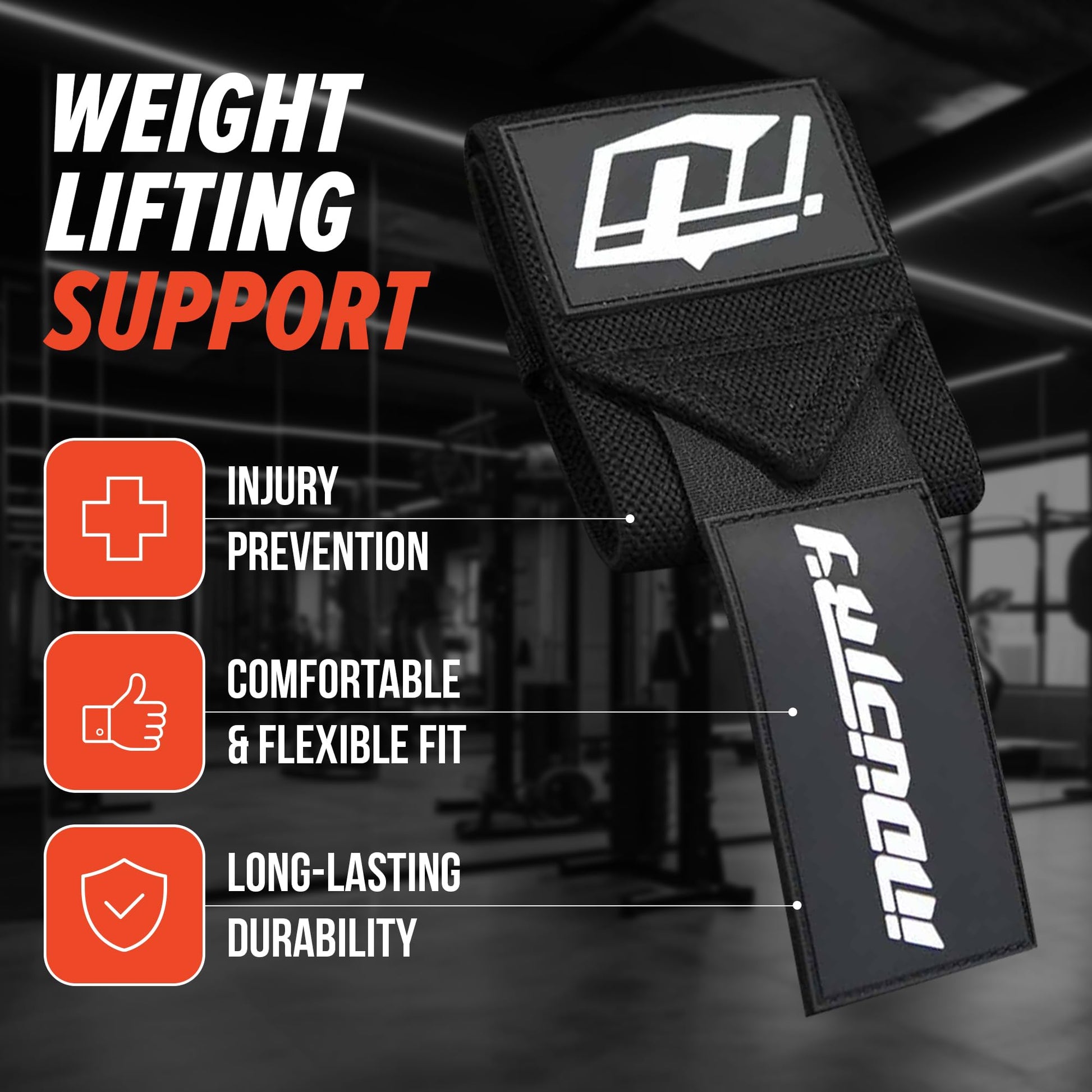 Team Industry Wrist Wraps - No Thumb Loop Lifting Straps - Wrist Straps For Men & Women. Gym, Crossfit, Power Lifting, Body Building, Weightlifting, Deadlift (Black/Neon Orange Logo, 16")-3