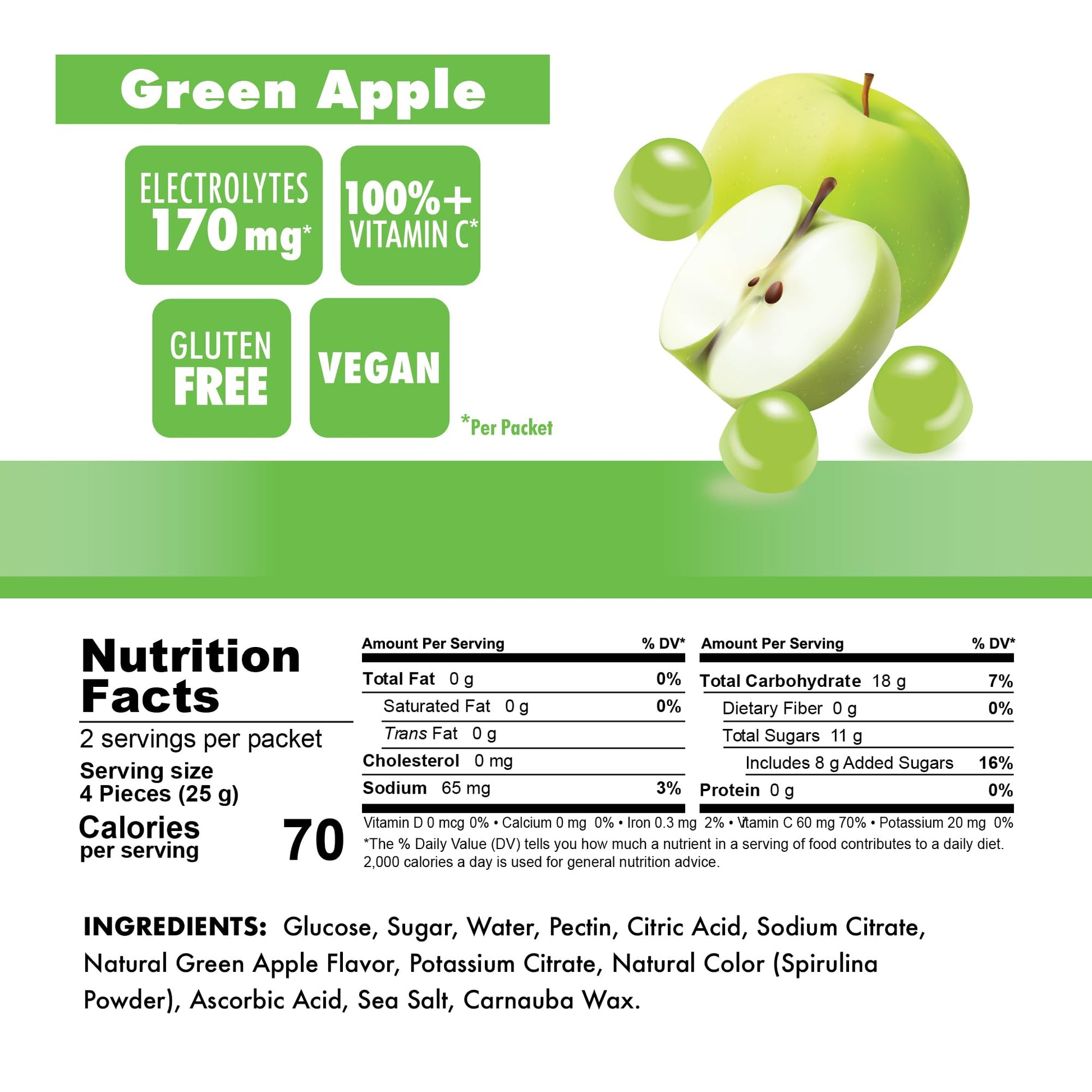 Bonk Breaker Energy Chews, Dairy-Free, Gluten-Free Ingredients to Provide Quick Energy and Focus, 1 Box of 10 Packets, Green Apple-5