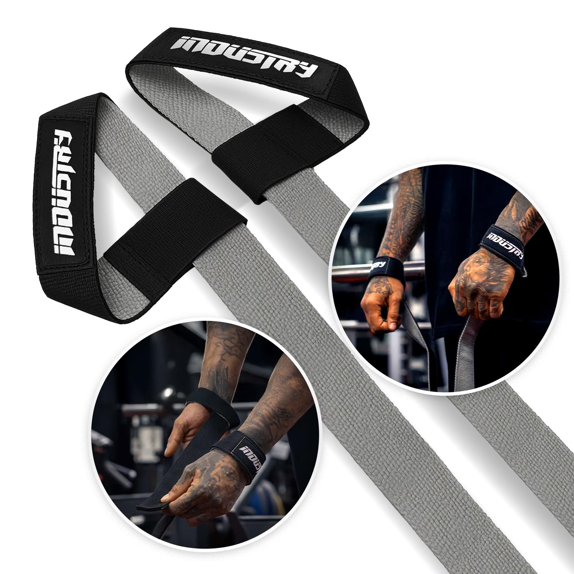 Industry Pro Dual-Ply Lifting Straps | Heavy-Duty Cotton Canvas | Reinforced Stitching | 500kg Load Capacity | 24" & 27.5" Lengths | Anti-Fray Edges | Sold as Pairs (Black, 27.5")-2