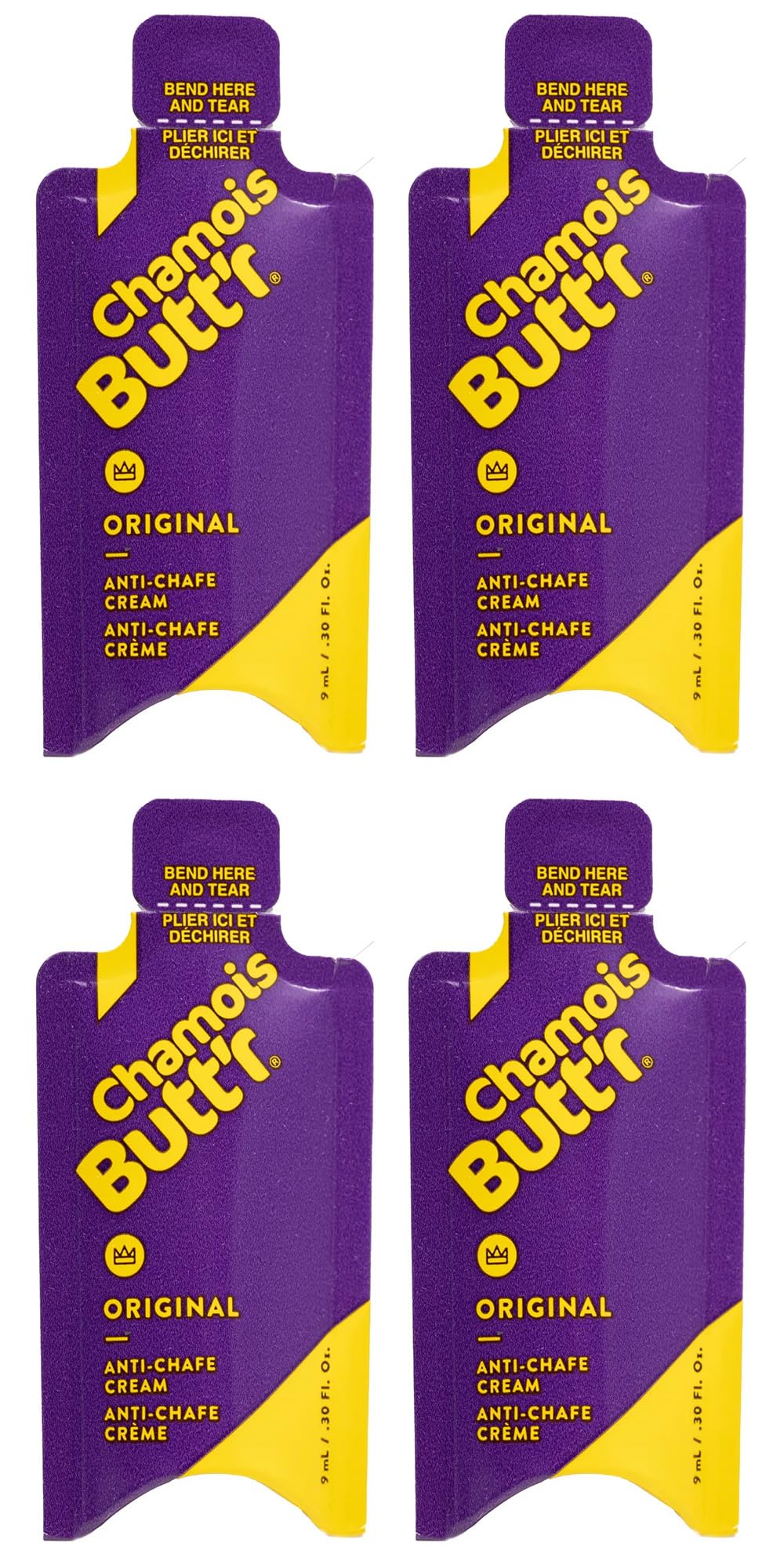 Chamois Butt'r Original Anti Chafing Cream for Men & Women - Chamois Cream/Anti Chafe Balm (Chafe Stick Alternative) Developed by Cyclists - Paraben & Gluten Free - 4 x 9ml Sachets-1