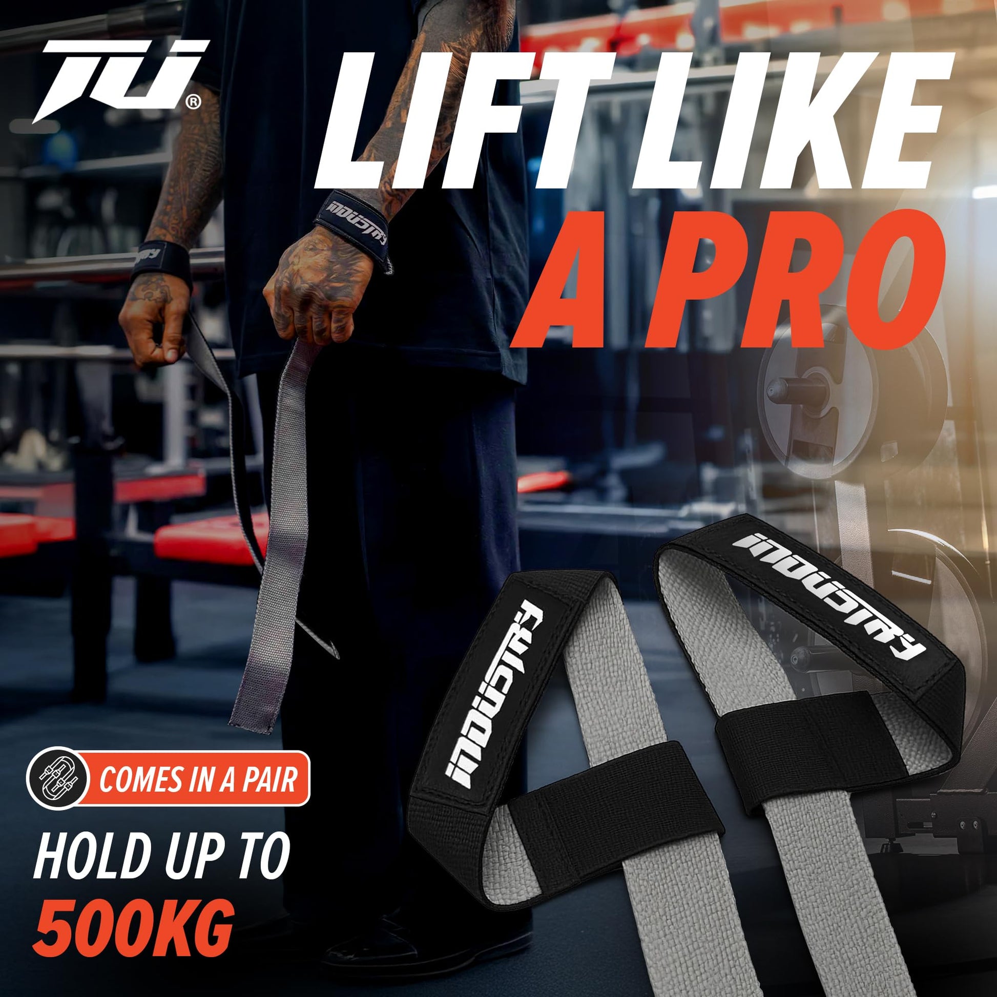 Industry Pro Dual-Ply Lifting Straps | Heavy-Duty Cotton Canvas | Reinforced Stitching | 500kg Load Capacity | 24" & 27.5" Lengths | Anti-Fray Edges | Sold as Pairs (Black, 27.5")-3