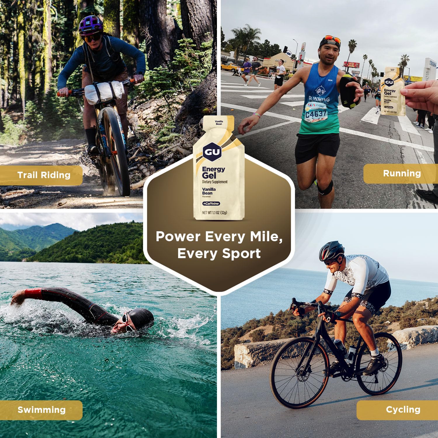 Energy Gels 24 Pack Vanilla Bean Flavour - Running Gels Energy Triathlon Pre-Workout and Endurance Sports Gel with Carbohydrates Sodium Caffeine Pouches Amino Acids Electrolyte Gel Fuel Gym Food-9