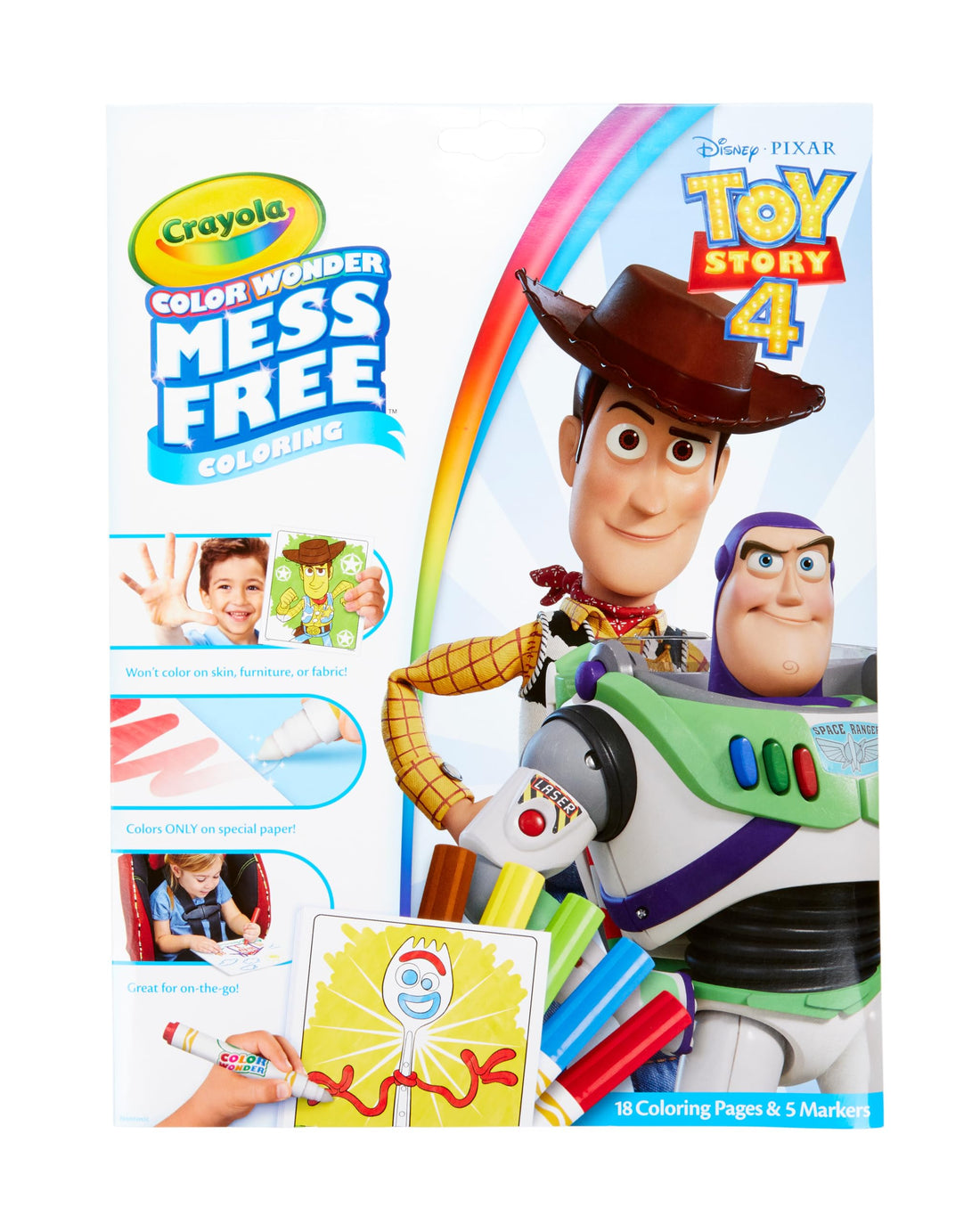 CRAYOLA Color Wonder - Disney Toy Story 4 Mess-Free Colouring Book (Includes 18 Colouring Pages & 5 Magic Color Wonder Markers)-1