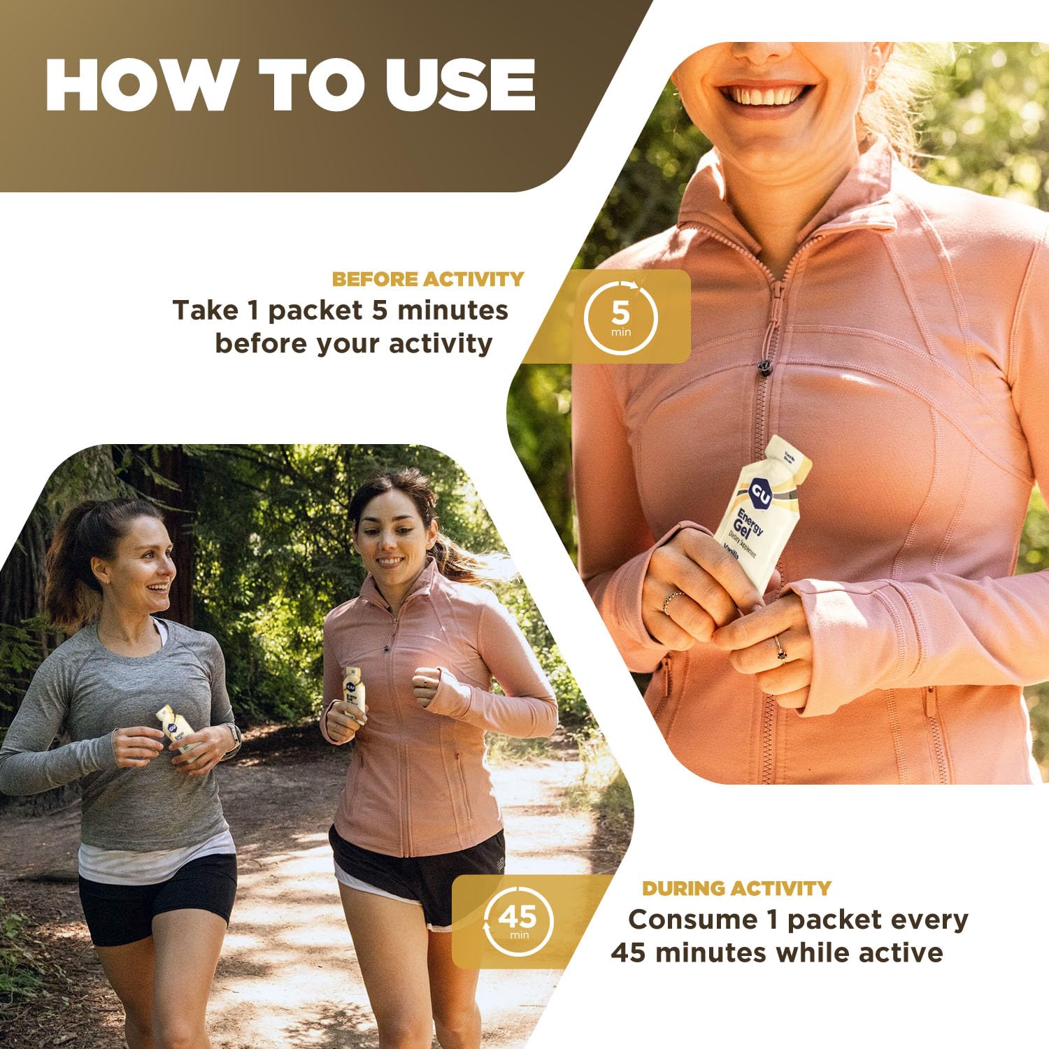 Energy Gels 24 Pack Vanilla Bean Flavour - Running Gels Energy Triathlon Pre-Workout and Endurance Sports Gel with Carbohydrates Sodium Caffeine Pouches Amino Acids Electrolyte Gel Fuel Gym Food-6