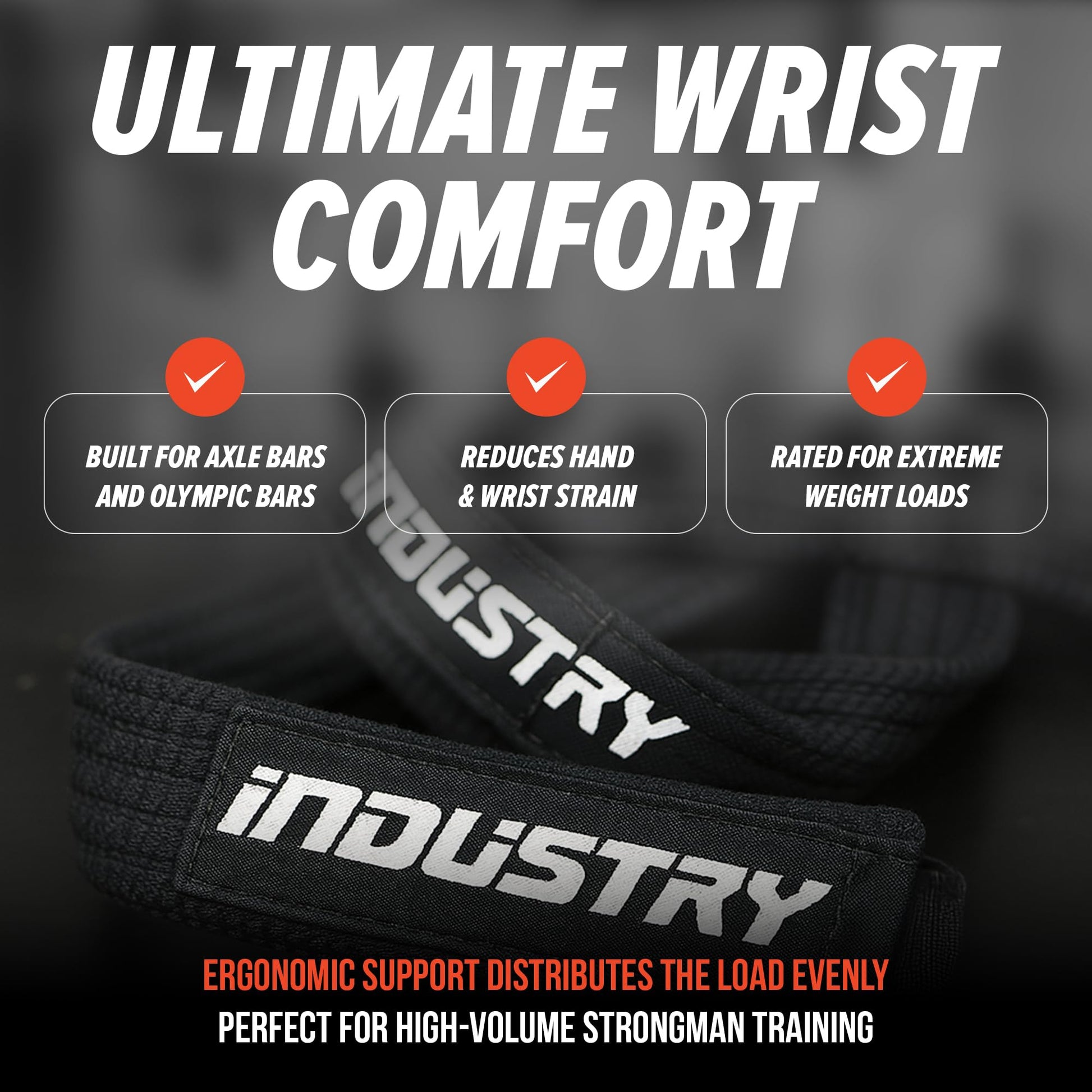 Industry Figure 8 Lifting Straps - Heavy-Duty Deadlift Wrist Wraps - Industrial Cotton Grip Support - Reinforced Gym Straps Weight Lifting - Powerlifting Bar Support Loops (Black, Axle Bar)-4