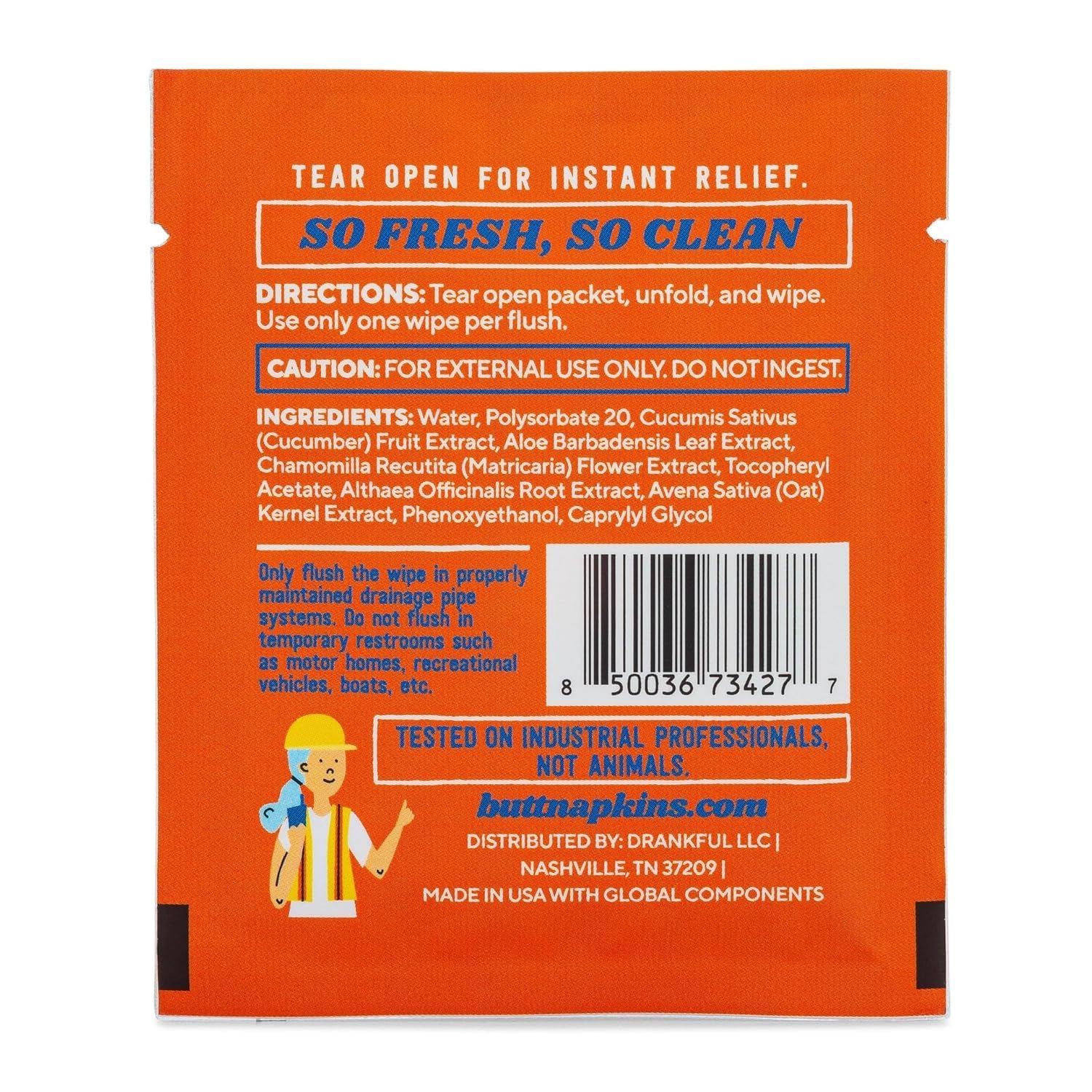 Butt Napkins - Water-Based Flushable Wipes, Individually Wrapped (Industrial, 5 Count (Pack of 1))-5