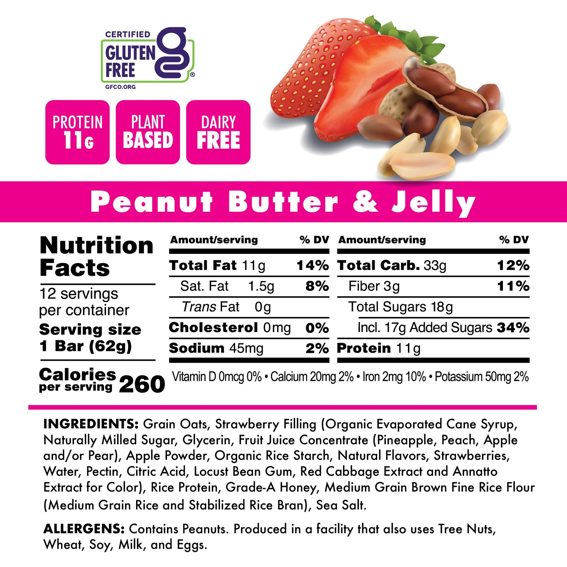 Bonk Breaker Plant Based Protein Bars, Gluten Free, Dairy Free, 13g Protein, Peanut Butter and Jelly Flavor, 62g Bar (12 Pack)-7