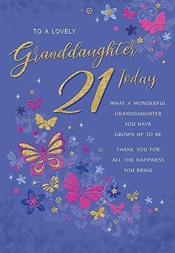Modern Milestone Age Birthday Card 21st Granddaughter - 9 x 6 inches - Regal Publishing