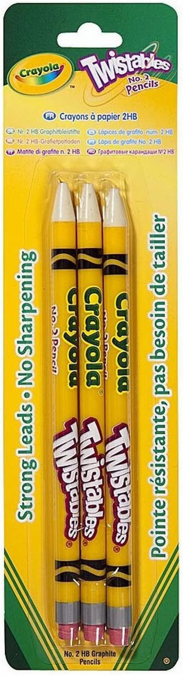 CRAYOLA Twistables HB Pencils (Pack of 3) | Simply Twist to Carry on Writing - No Need to Sharpen! | Perfect for Back to School | Ideal for Kids Aged 3+