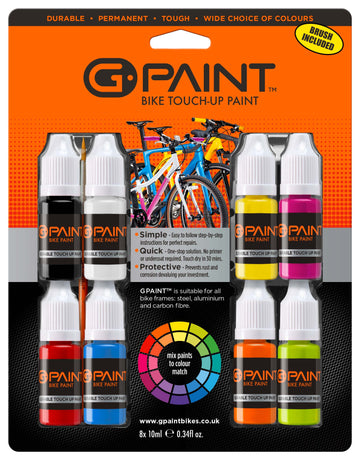 G-Paint Bike Paint - 8 Pack of 10ml Bottles - Touch-Up Paint Kit For Scratched or Chipped Frames
