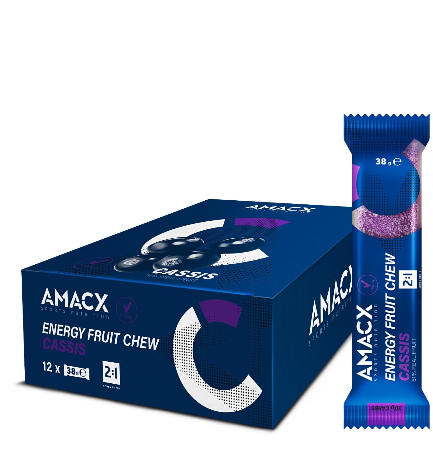 AMACX Energy Bar Fruit Chew, 12 x 38g Bars