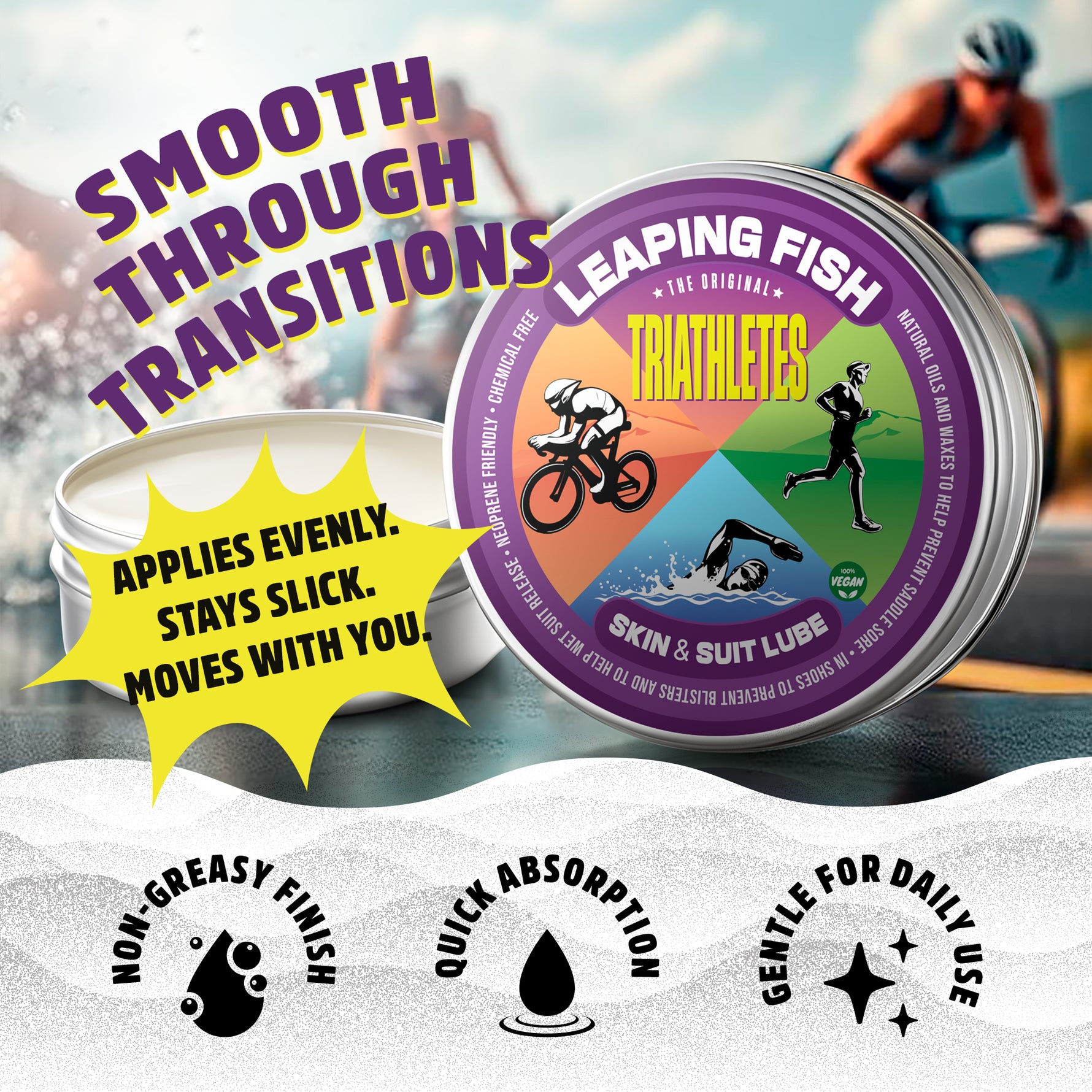 Leaping Fish Triathletes Skin & Suit Lube - 60g Tin
