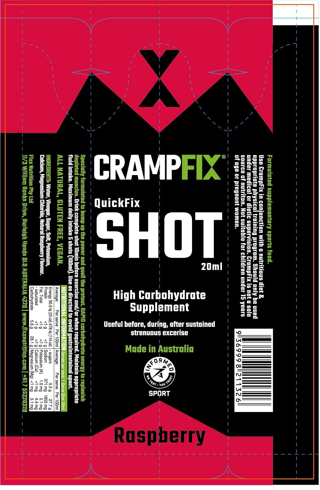 Crampfix QuickFix Shot Sachets - 15 x 20ml Packets