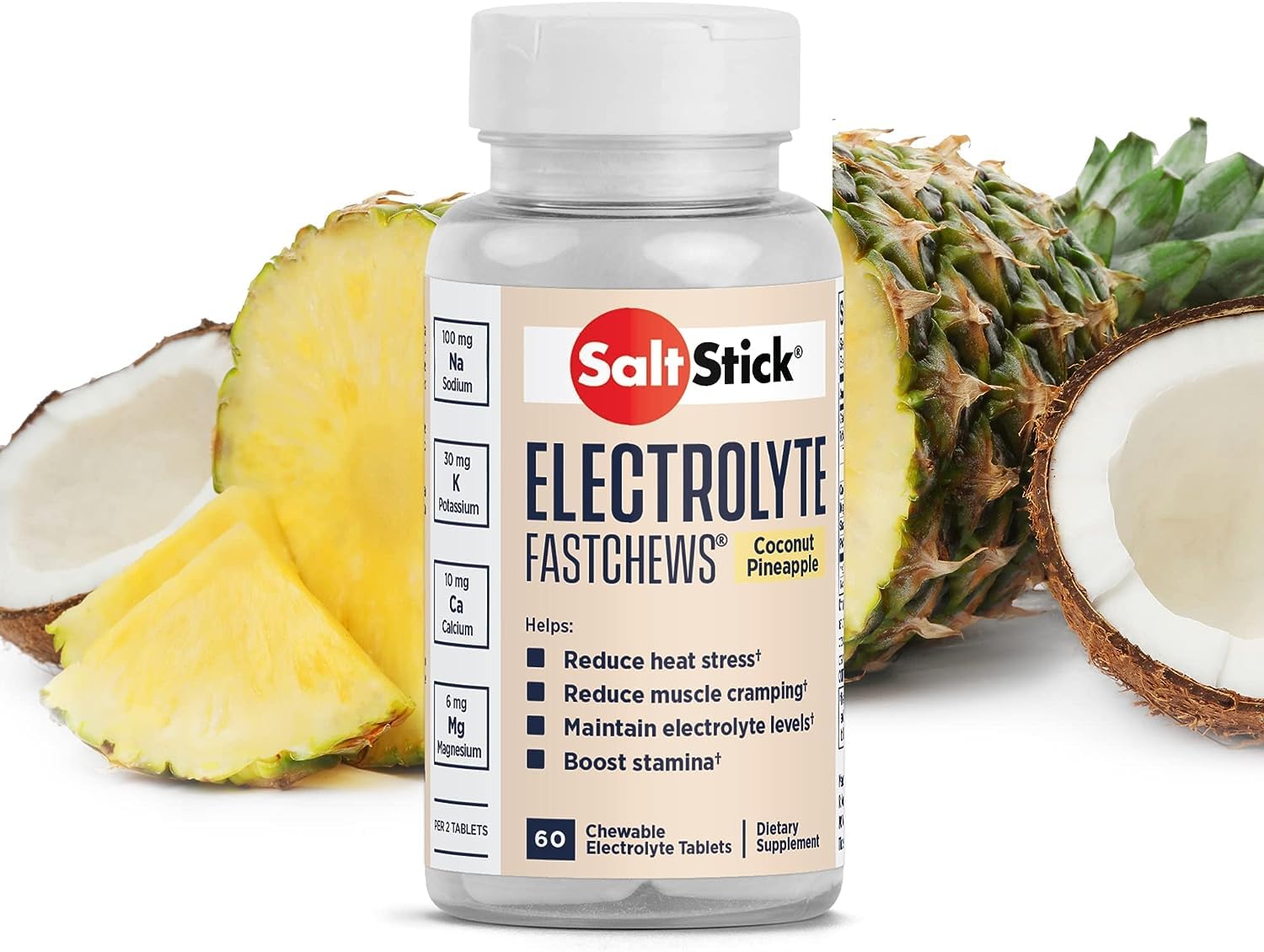 SaltStick FastChews Electrolytes - 60 Chewable Electrolyte Tablets - Salt Tablets for Running, Fast Hydration, Leg Cramps Relief, Sports Recovery - Non-GMO, Vegan, Gluten Free