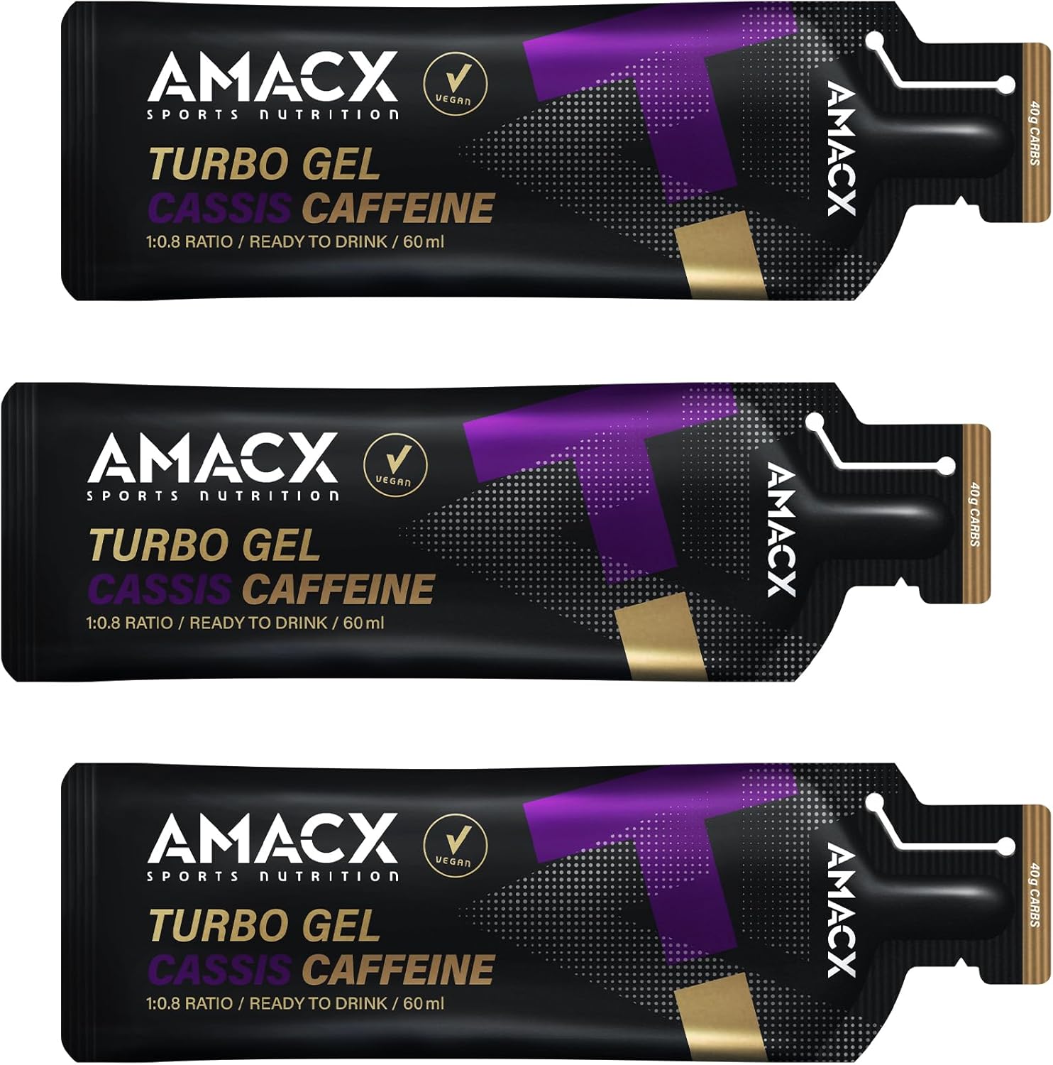 Amacx Turbo Energy Running Gels - 3 x 60ml