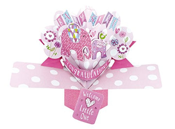 New Baby Girl Pop-Up Greeting Card Original Second Nature 3D Pop Up Cards