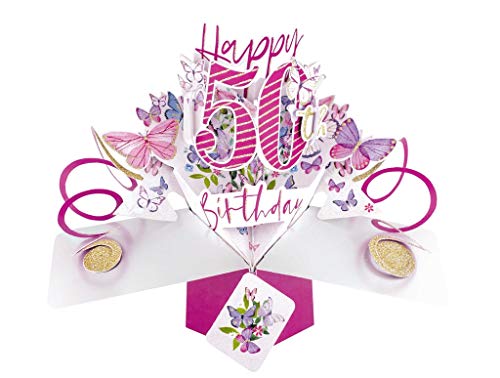 Happy 50th Birthday Pop-Up Greeting Card Original Second Nature 3D Pop Up Cards
