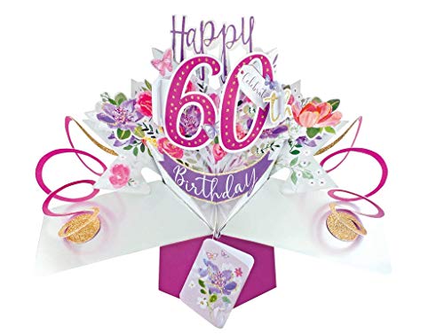Pop-Up-Grußkarte zum 60. Geburtstag, Motiv: Weibliche Pop-Up-Karte