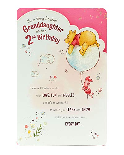 UK Greetings Granddaughter 2nd Birthday Card - 2 Year Old Birthday Card - Winnie The Pooh Design