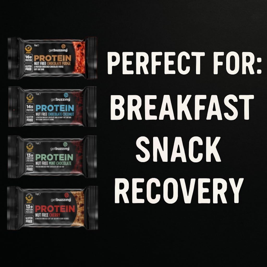 Getbuzzing Nut Free Oat Protein Flapjacks -  Pack of 3 x 55g