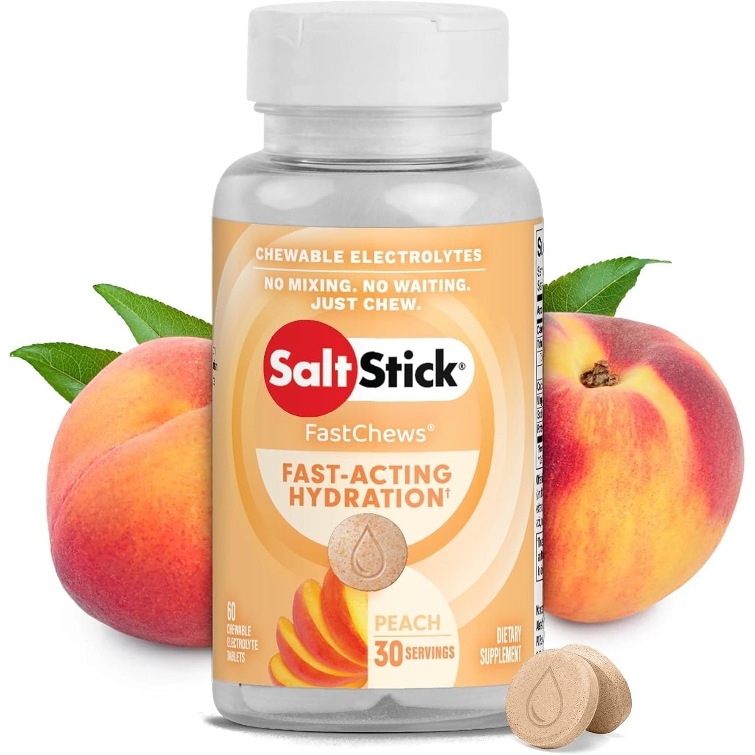SaltStick FastChews Electrolytes - 60 Chewable Electrolyte Tablets - Salt Tablets for Running, Fast Hydration, Leg Cramps Relief, Sports Recovery - Non-GMO, Vegan, Gluten Free